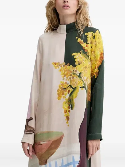 Stine Goya Floral-print High-neck Dress In Multi