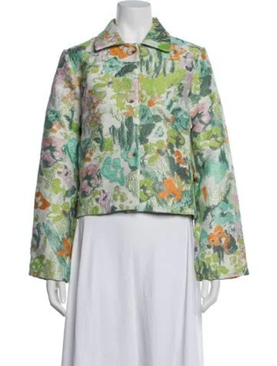 Pre-owned Stine Goya Floral Print Jacket W/ Tags In Green/neutrals