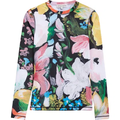 Stine Goya Floral Print Jersey Top In Multi
