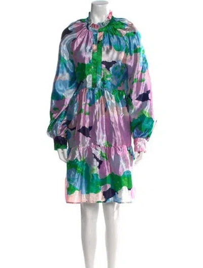 Pre-owned Stine Goya Floral Print Knee-length Dress In Blue