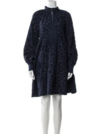 Pre-owned Stine Goya Floral Print Knee-length Dress In Blue