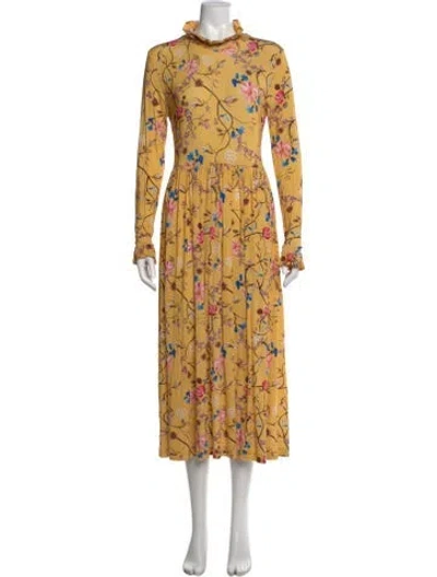 Pre-owned Stine Goya Floral Print Knee-length Dress In Yellow