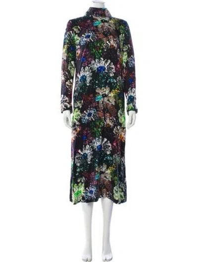 Pre-owned Stine Goya Floral Print Long Dress In Black