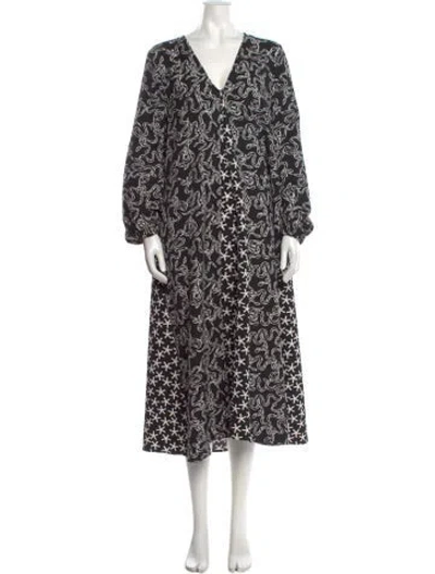 Pre-owned Stine Goya Floral Print Long Dress In Black