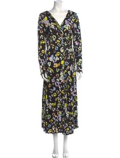 Pre-owned Stine Goya Floral Print Long Dress In Black