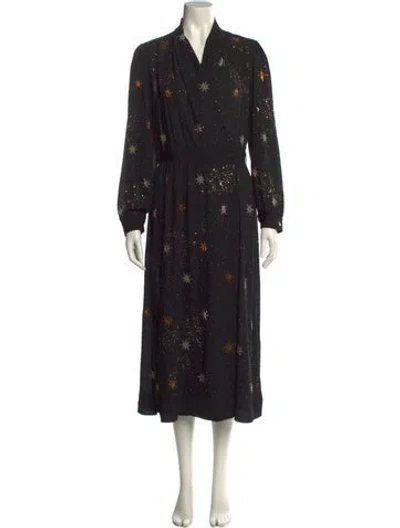 Pre-owned Stine Goya Floral Print Long Dress In Black