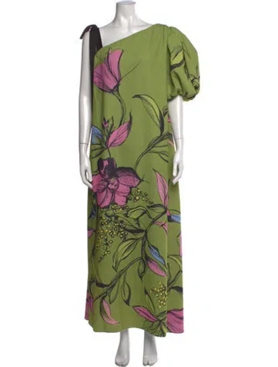Pre-owned Stine Goya Floral Print Long Dress In Green