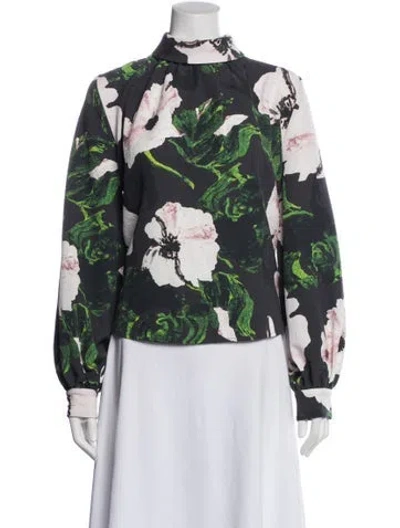 Pre-owned Stine Goya Floral Print Long Sleeve Blouse In Green