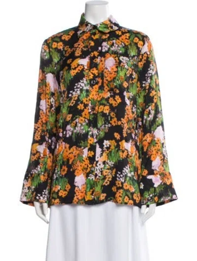 Pre-owned Stine Goya Floral Print Long Sleeve Blouse In Orange