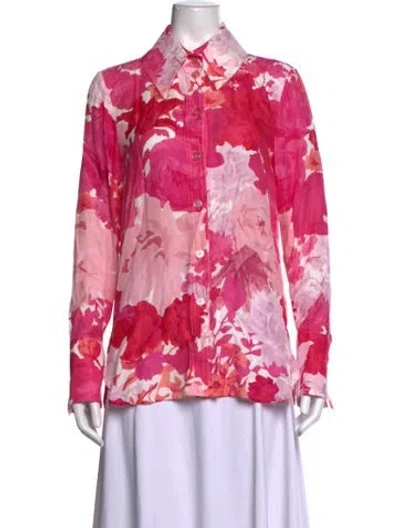 Pre-owned Stine Goya Floral Print Long Sleeve Blouse In Pink