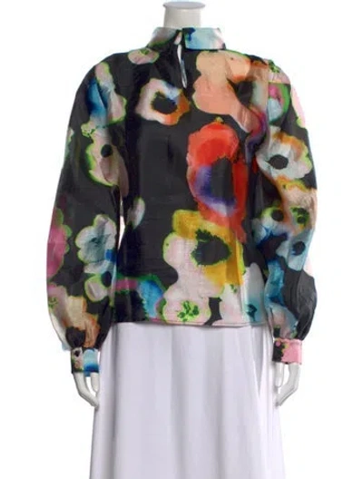 Pre-owned Stine Goya Floral Print Long Sleeve Blouse In Purple