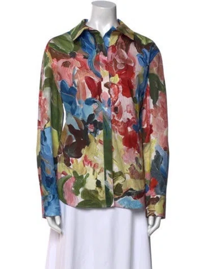 Pre-owned Stine Goya Floral Print Long Sleeve Button-up Top In Multi