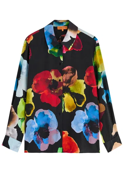 Stine Goya Floral-print Matte Satin Shirt In Multicoloured 1