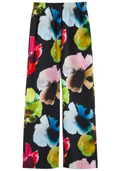 Stine Goya Floral-print Matte Satin Trousers In Multicoloured 1
