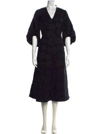 Pre-owned Stine Goya Floral Print Midi Length Dress In Black