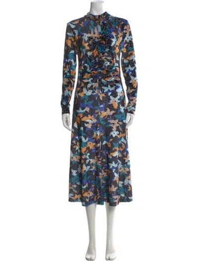 Pre-owned Stine Goya Floral Print Midi Length Dress In Blue