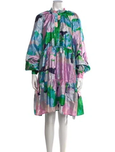 Pre-owned Stine Goya Floral Print Midi Length Dress In Blue