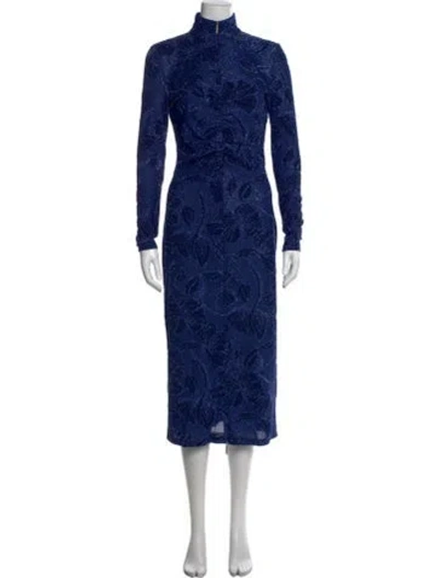 Pre-owned Stine Goya Floral Print Midi Length Dress In Blue