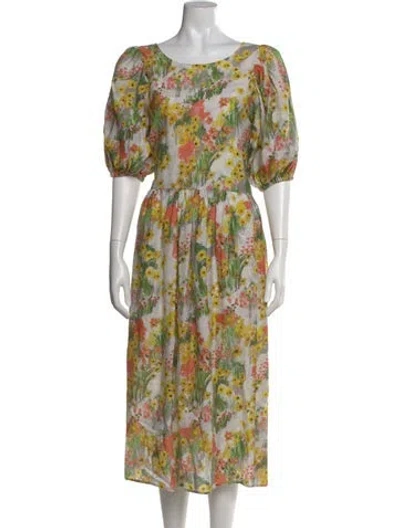 Pre-owned Stine Goya Floral Print Midi Length Dress In Gray