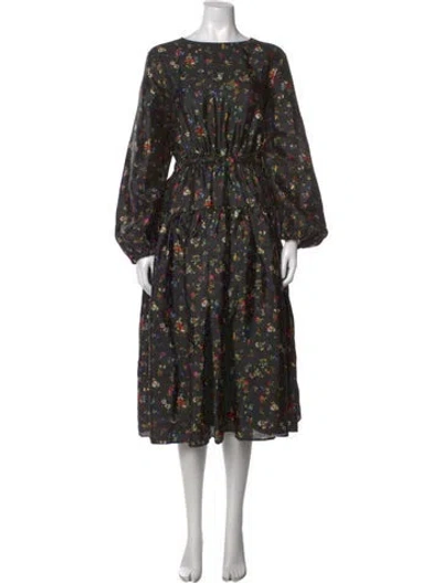 Pre-owned Stine Goya Floral Print Midi Length Dress In Green