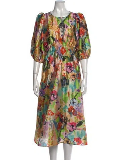 Pre-owned Stine Goya Floral Print Midi Length Dress In Multicolor