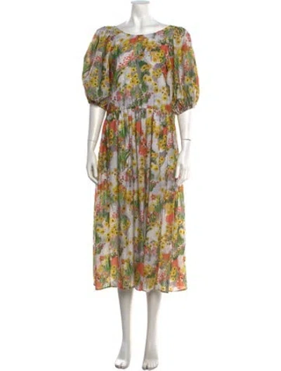 Pre-owned Stine Goya Floral Print Midi Length Dress In Neutrals