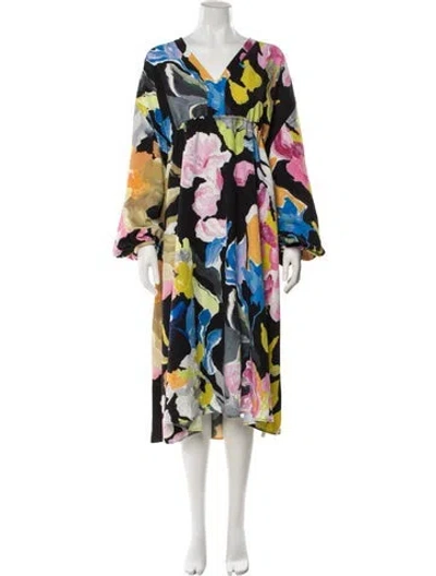 Pre-owned Stine Goya Floral Print Midi Length Dress W/ Tags In Black