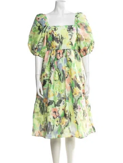 Pre-owned Stine Goya Floral Print Midi Length Dress W/ Tags In Green
