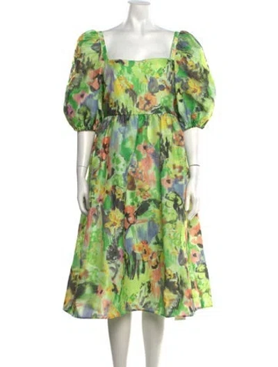 Pre-owned Stine Goya Floral Print Midi Length Dress W/ Tags In Green