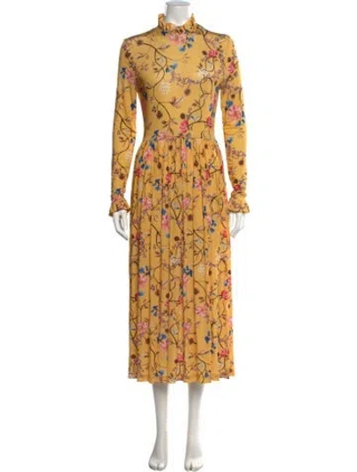 Pre-owned Stine Goya Floral Print Midi Length Dress In Yellow