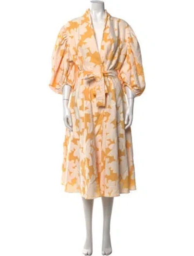 Pre-owned Stine Goya Floral Print Midi Length Dress In Yellow