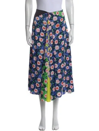 Pre-owned Stine Goya Floral Print Midi Length Skirt In Blue