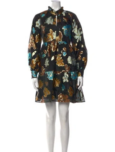 Pre-owned Stine Goya Floral Print Mini Dress In Black