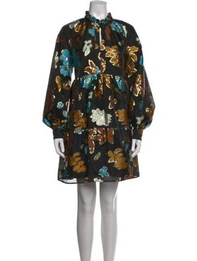 Pre-owned Stine Goya Floral Print Mini Dress In Black