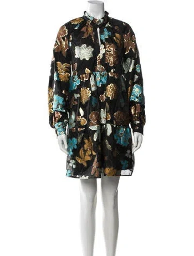Pre-owned Stine Goya Floral Print Mini Dress In Black