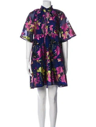 Pre-owned Stine Goya Floral Print Mini Dress In Blue