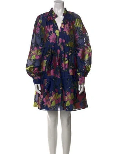 Pre-owned Stine Goya Floral Print Mini Dress In Blue