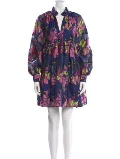 Pre-owned Stine Goya Floral Print Mini Dress In Blue
