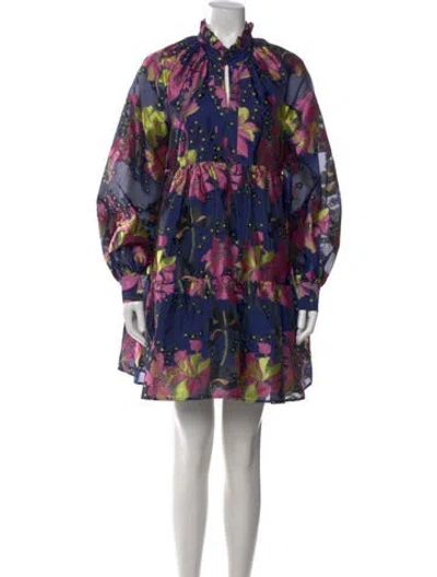 Pre-owned Stine Goya Floral Print Mini Dress In Blue