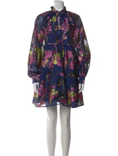 Pre-owned Stine Goya Floral Print Mini Dress In Blue