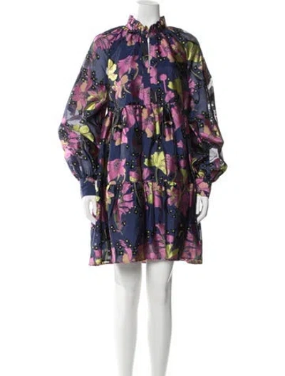 Pre-owned Stine Goya Floral Print Mini Dress In Blue