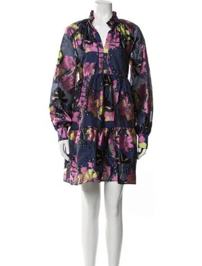 Pre-owned Stine Goya Floral Print Mini Dress In Blue