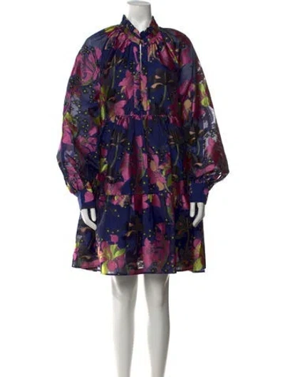 Pre-owned Stine Goya Floral Print Mini Dress In Blue