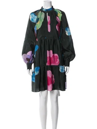 Pre-owned Stine Goya Floral Print Mini Dress In Green