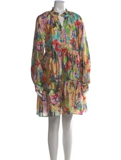 Pre-owned Stine Goya Floral Print Mini Dress In Orange