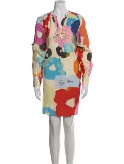Pre-owned Stine Goya Floral Print Mini Dress In White