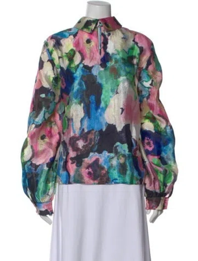Pre-owned Stine Goya Floral Print Mock Neck Blouse In Multi