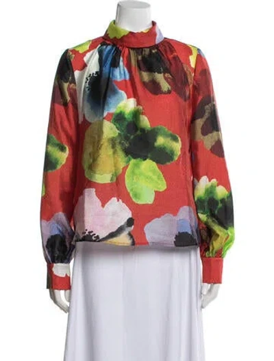 Pre-owned Stine Goya Floral Print Mock Neck Blouse In Multi