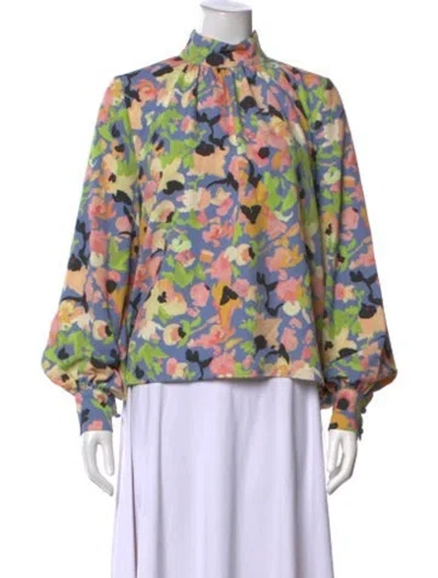 Pre-owned Stine Goya Floral Print Mock Neck Blouse In Multicolor