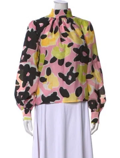 Pre-owned Stine Goya Floral Print Mock Neck Blouse In Multicolor